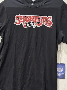 NWT- Ebbets Field Flannels Senators Logo Graphic Cotton Jersey Crew Tee Black L
